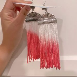 Silver Fringe Stud Back Earrings